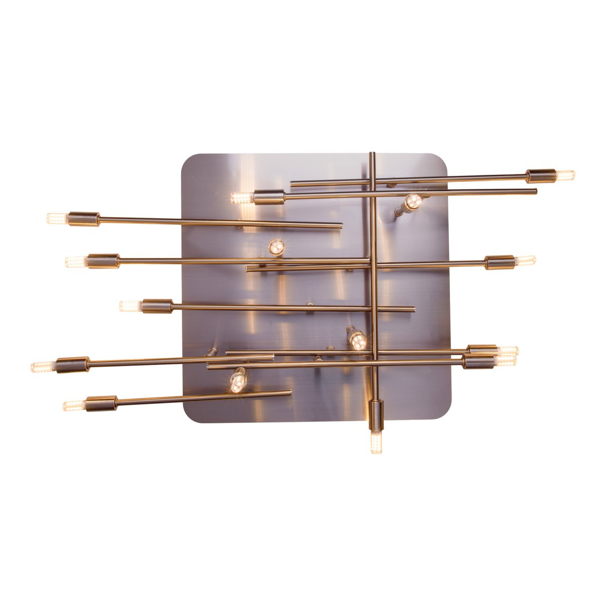 LED -plafondlamp "Ancona" met achtergrondverlichting gemaakt van metaal in roestvrijstalen optiek, G9 -versies, lamp voor woonkamer, eetkamer, gang en kantoor, ca. 71 x 70 cm