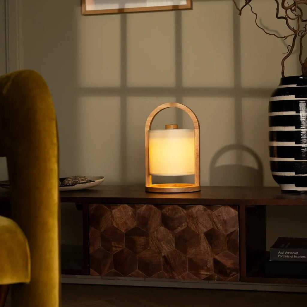 River Light Bruine Houten Oplaadbare Lamp – Dimbaar & Snoerloos Licht