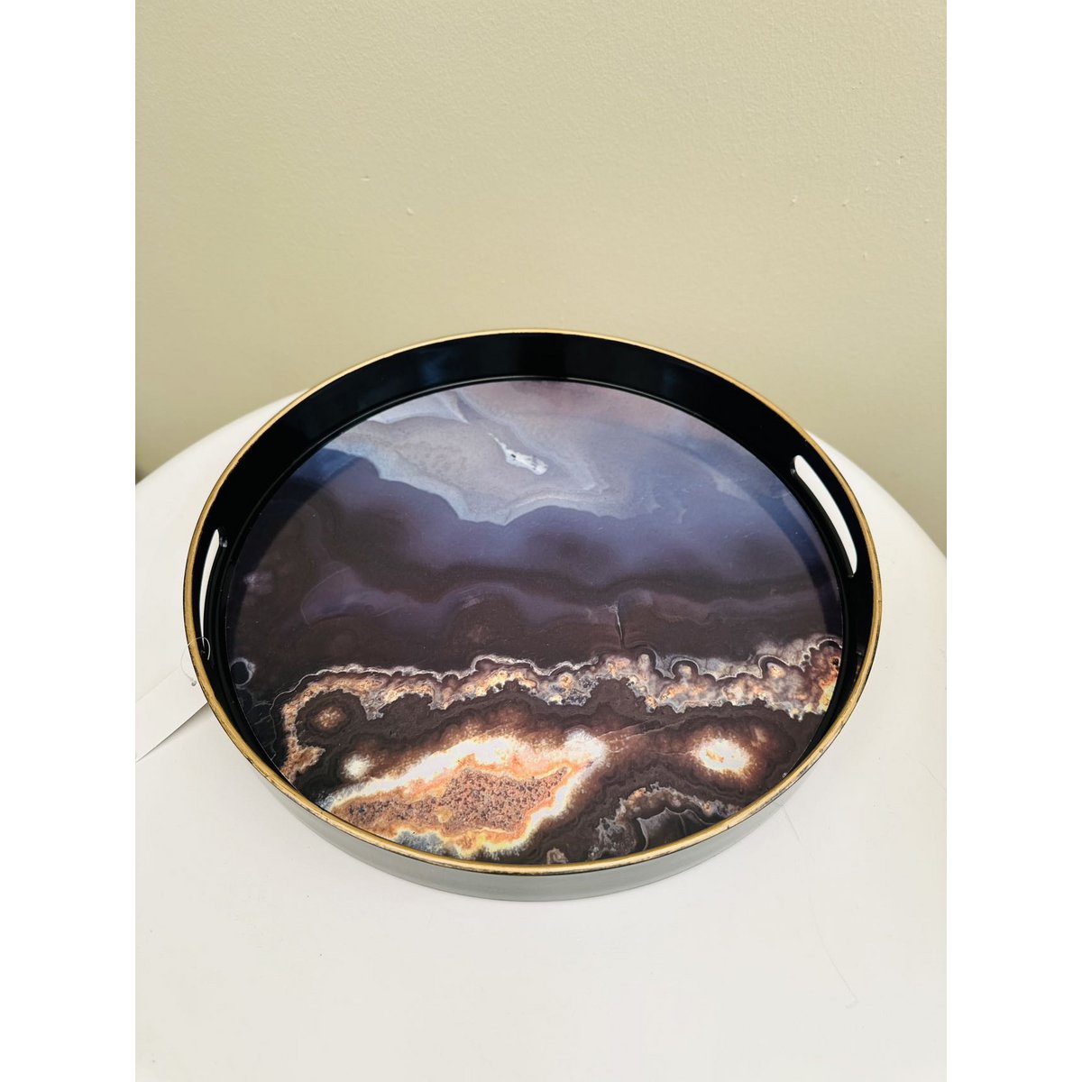 Combination: a tray, a marble candlestick, a marble vase with high-end silk fabric flowers