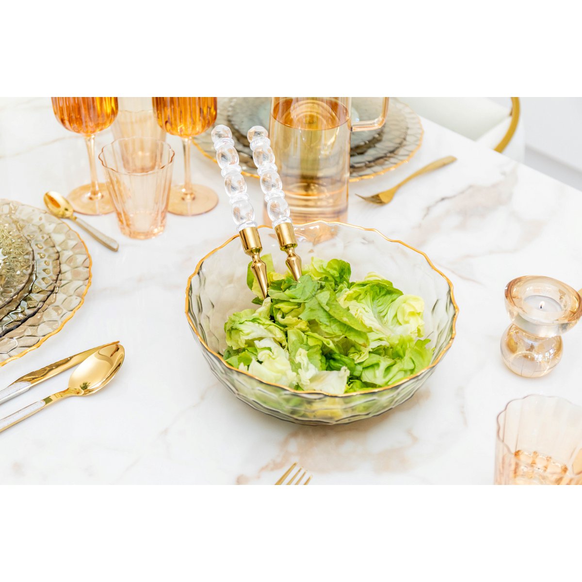 Gouden kom met fijn gestructureerde randen 25 cm