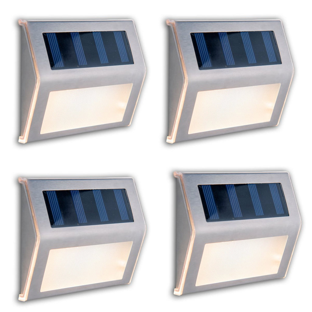 4 Set LED LED Solar Outer Light, voor buiten, wandlamp-metaal en plastic in stalen blank, met geïntegreerde LED