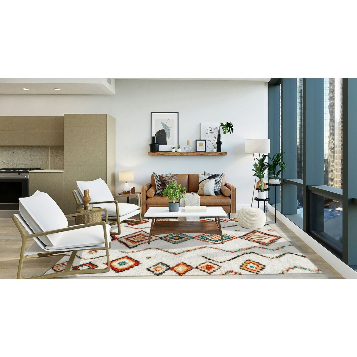 Dik en comfortabel NATIVE vloerkleed in etnische stijl