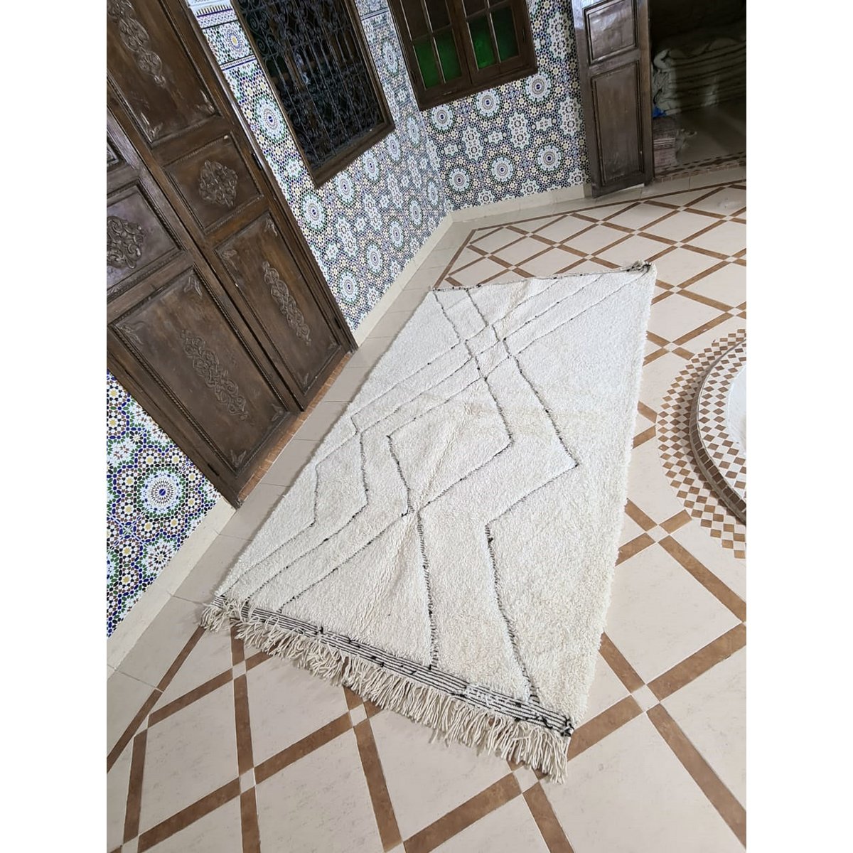 Berber vloerkleed Beni Ouarain zuivere wol 155 x 260 cm