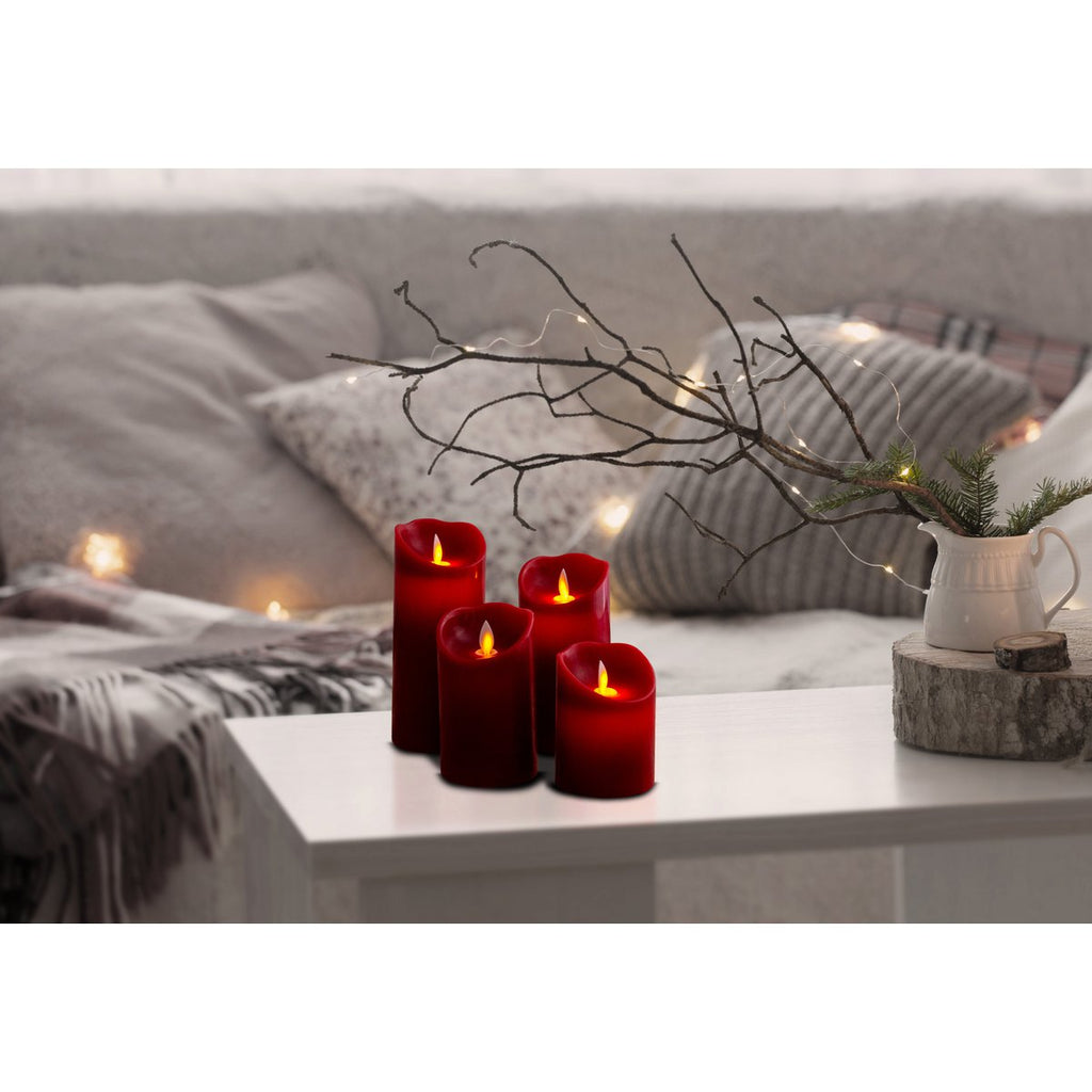 4 Set Led kaarsen Kaarsen Kerstdecoraties gemaakt van plastic in rood met stevig geïnstalleerde LED's