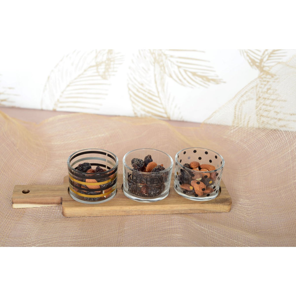 Aperitif Set van 3 glazen met houten lade 29.5x8x6.1cm