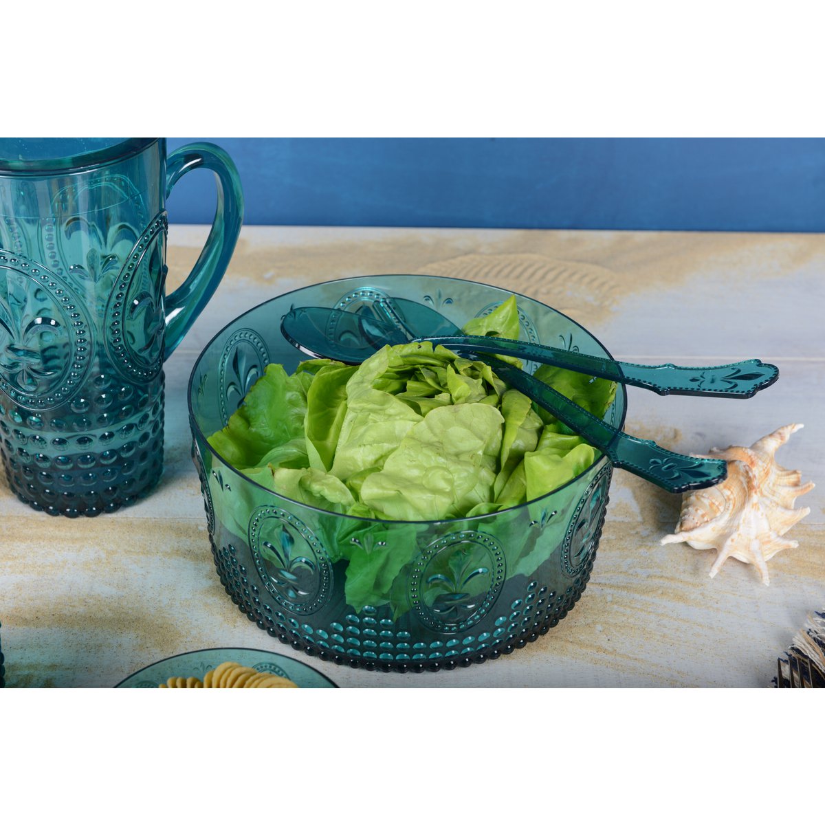 Acryl turquoise salade bestek