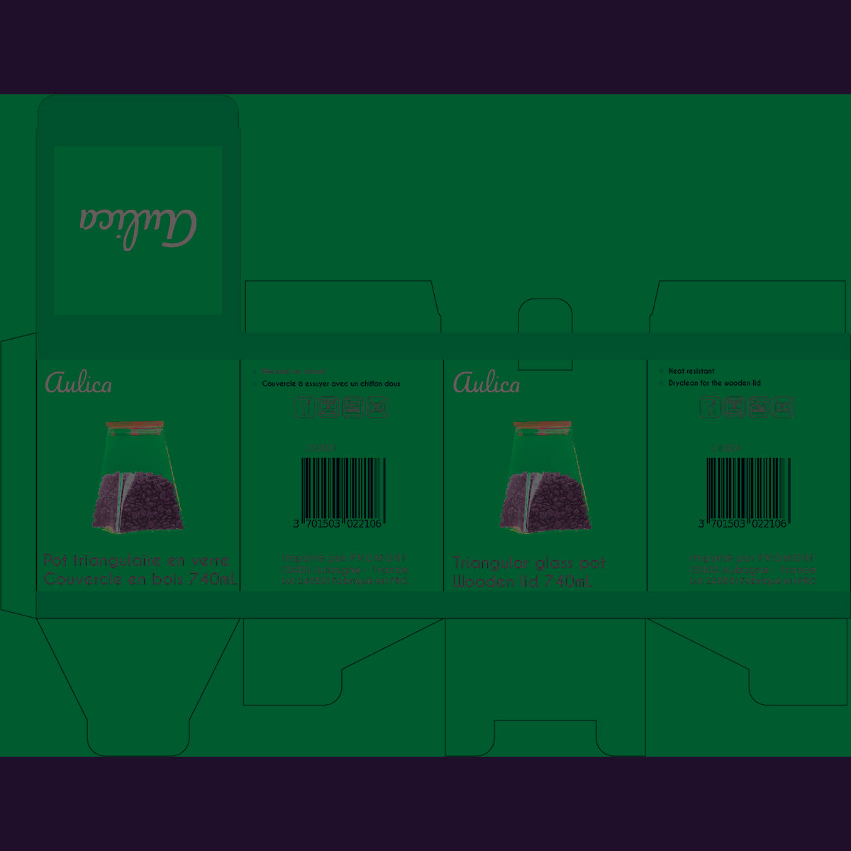 POT DRIEHOEK AVEC COUVERCLE EN BOIS 740ML
