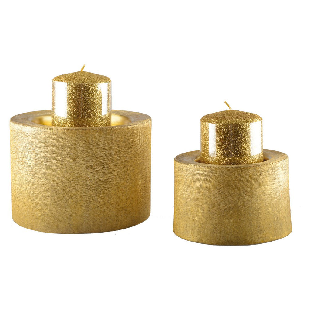 Gold Metal Candle Holder 16.5x16.5x11.5cm
