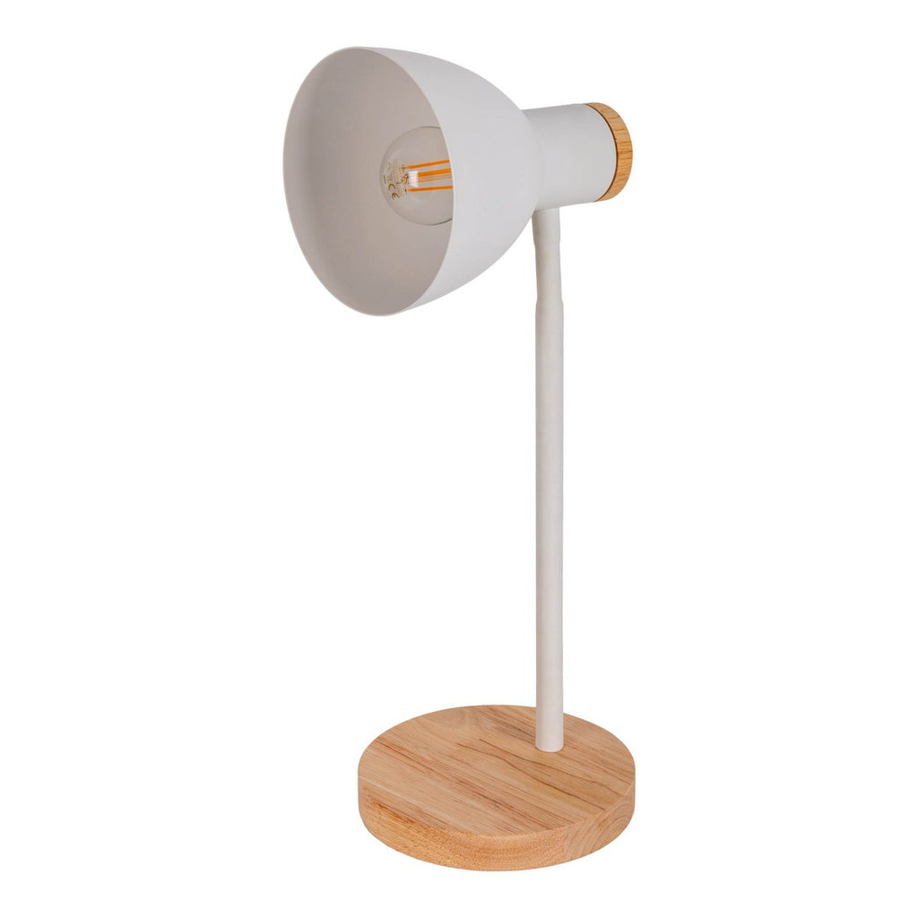 "Marie" bureaulamp gemaakt van metaal en hout, E14, wit, 36,5 cm hoog