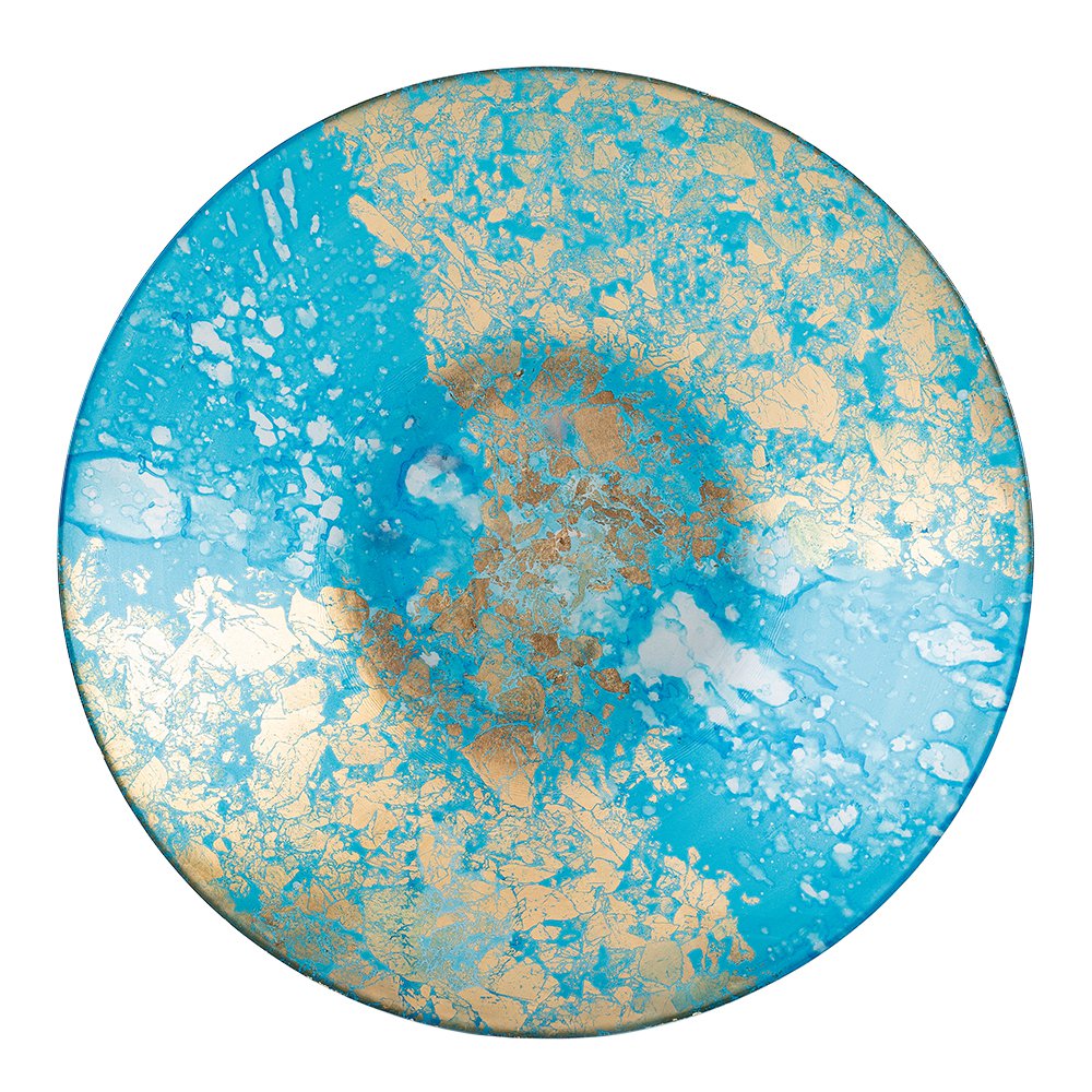 Blauw en gouden decoratieve snit 39.5x39.5x6.5 cm