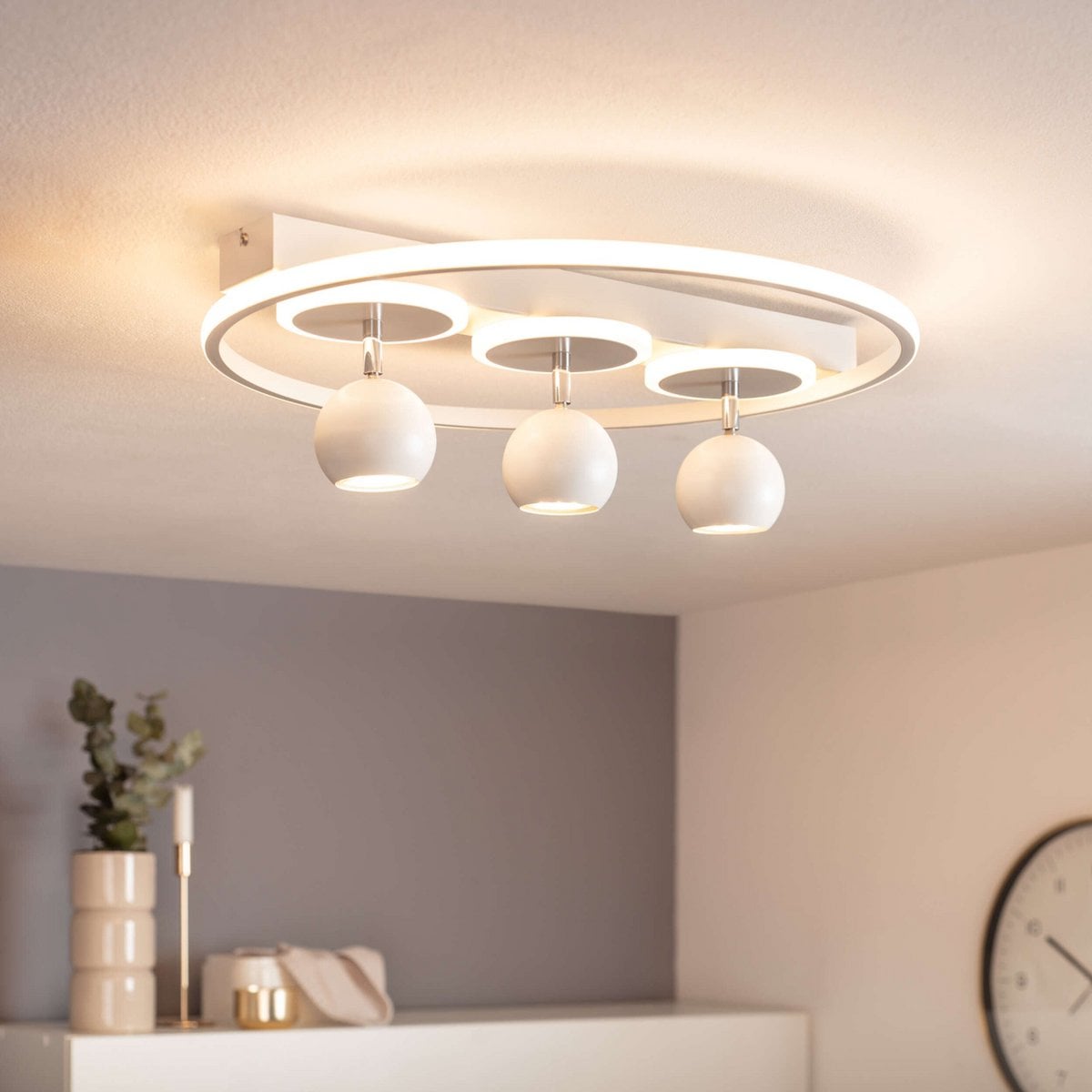 3 Spot LED -plafondlamp "Ronda" Ø 50 cm, gemaakt van metaal en plastic, wit, GU10, vlekken binnen