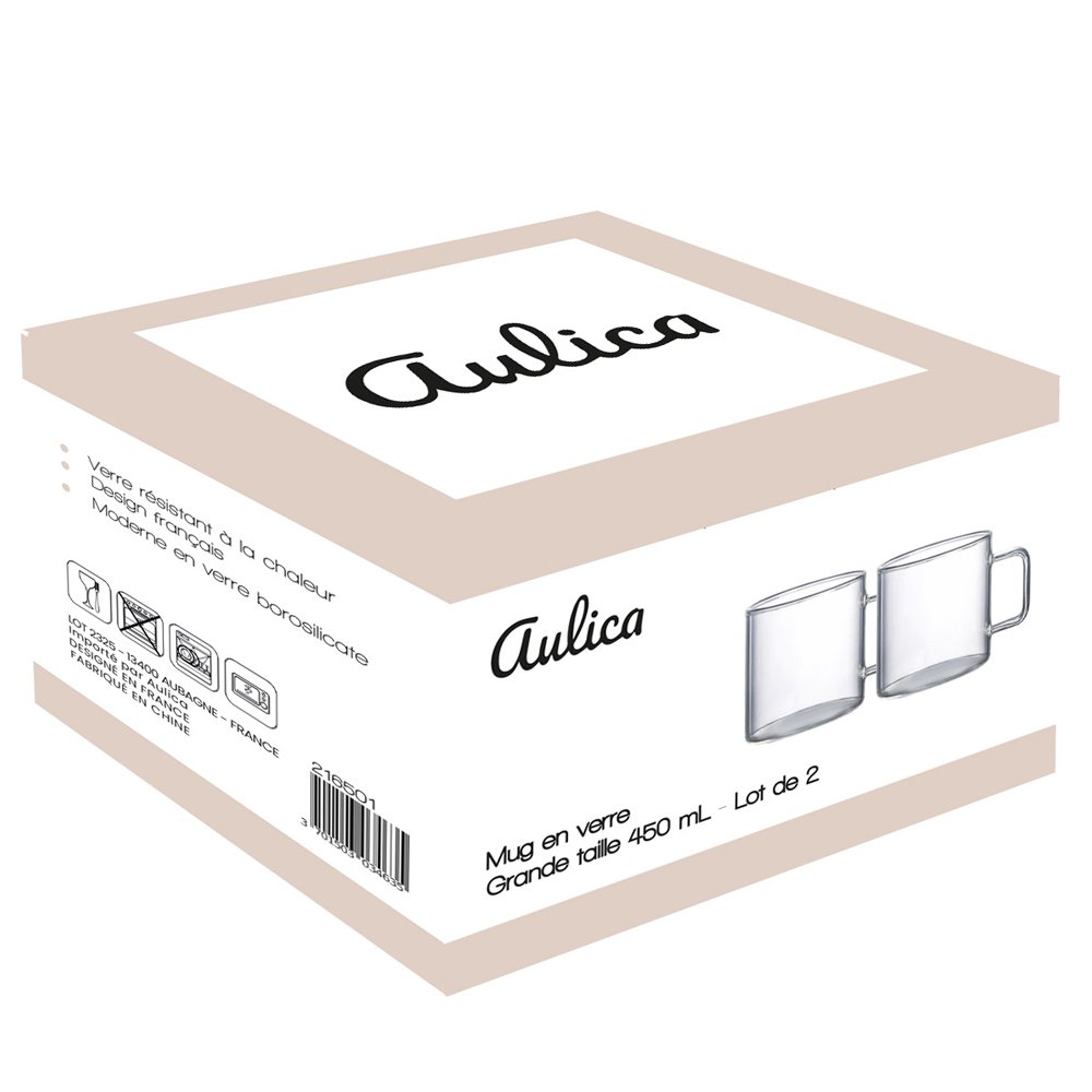 Grote glazen mokken 450 ml - set van 2