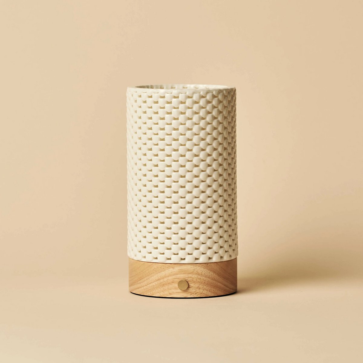 Luna lichtbruine oplaadbare tafellamp in 3D-geprinte porselein-draadloos, dimbaar en tot 100 uur licht