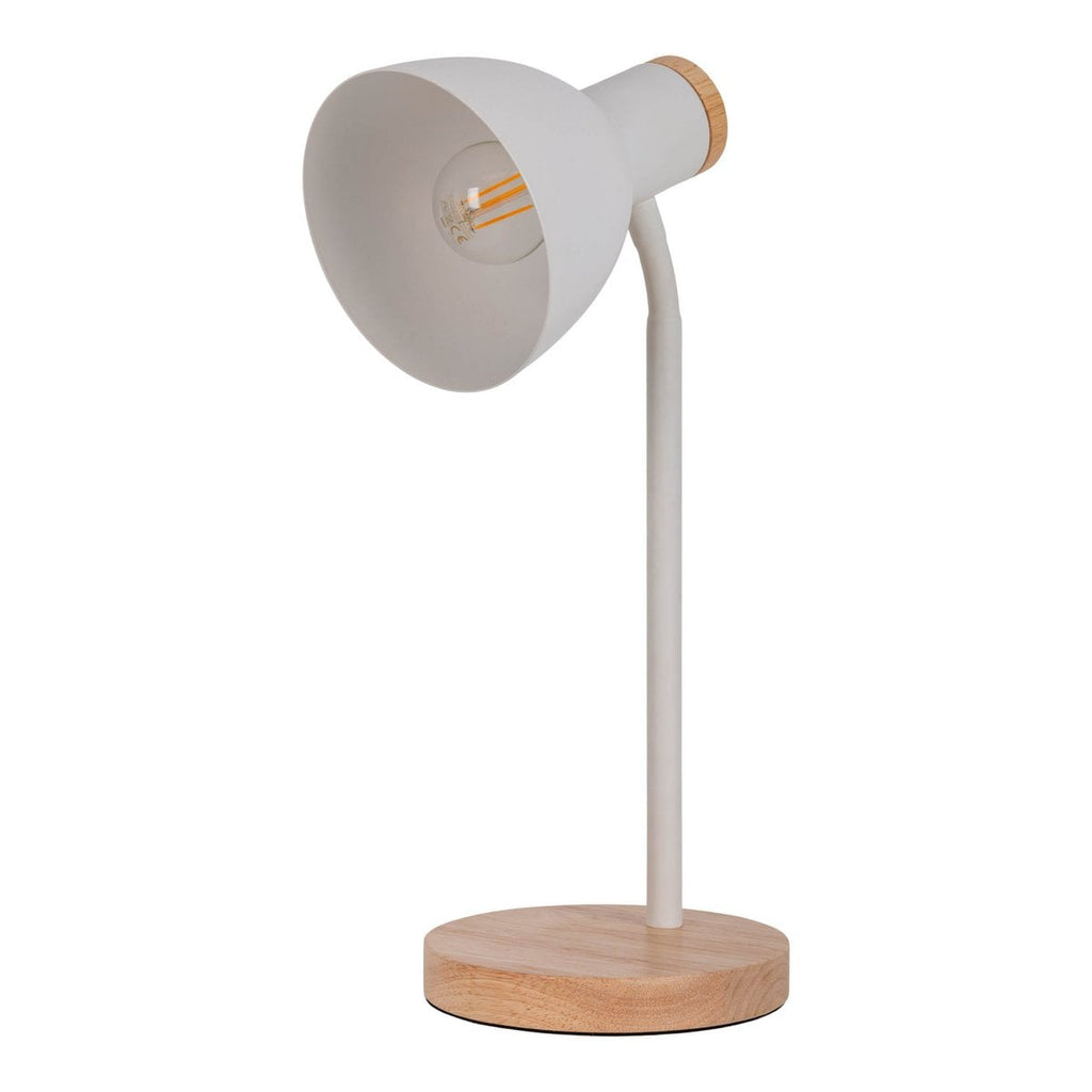 "Marie" bureaulamp gemaakt van metaal en hout, E14, wit, 36,5 cm hoog