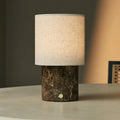 Onoda Brown / Emperador Dark - Marmeren oplaadbare tafellamp - met linnen verwisselbare lampenkap en oplaadbaar ontwerp
