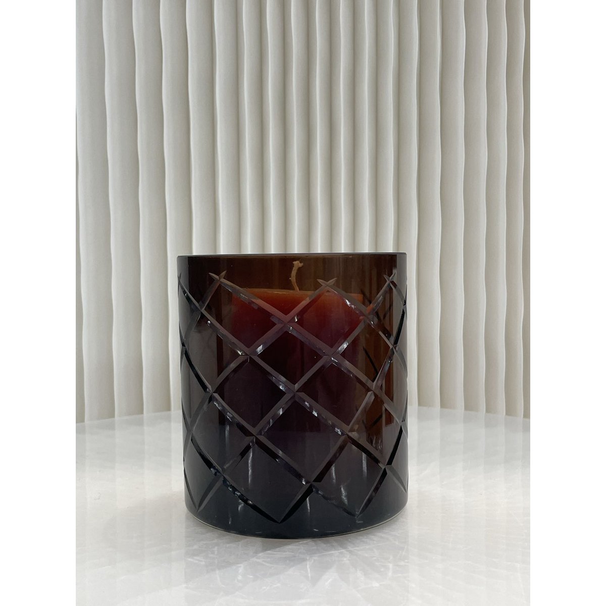 Hurricane Kristallen Lamp Windlicht Middelbruin (cc2101-140kristal-choc-middelgroot)