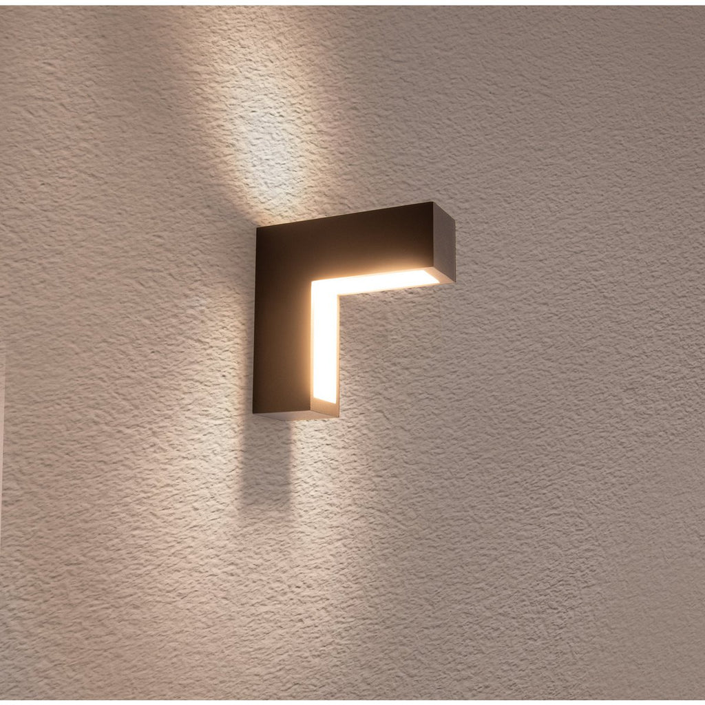 LED -wandlampen "angus" gemaakt van metaal en plastic in antraciet, met geïntegreerde LED