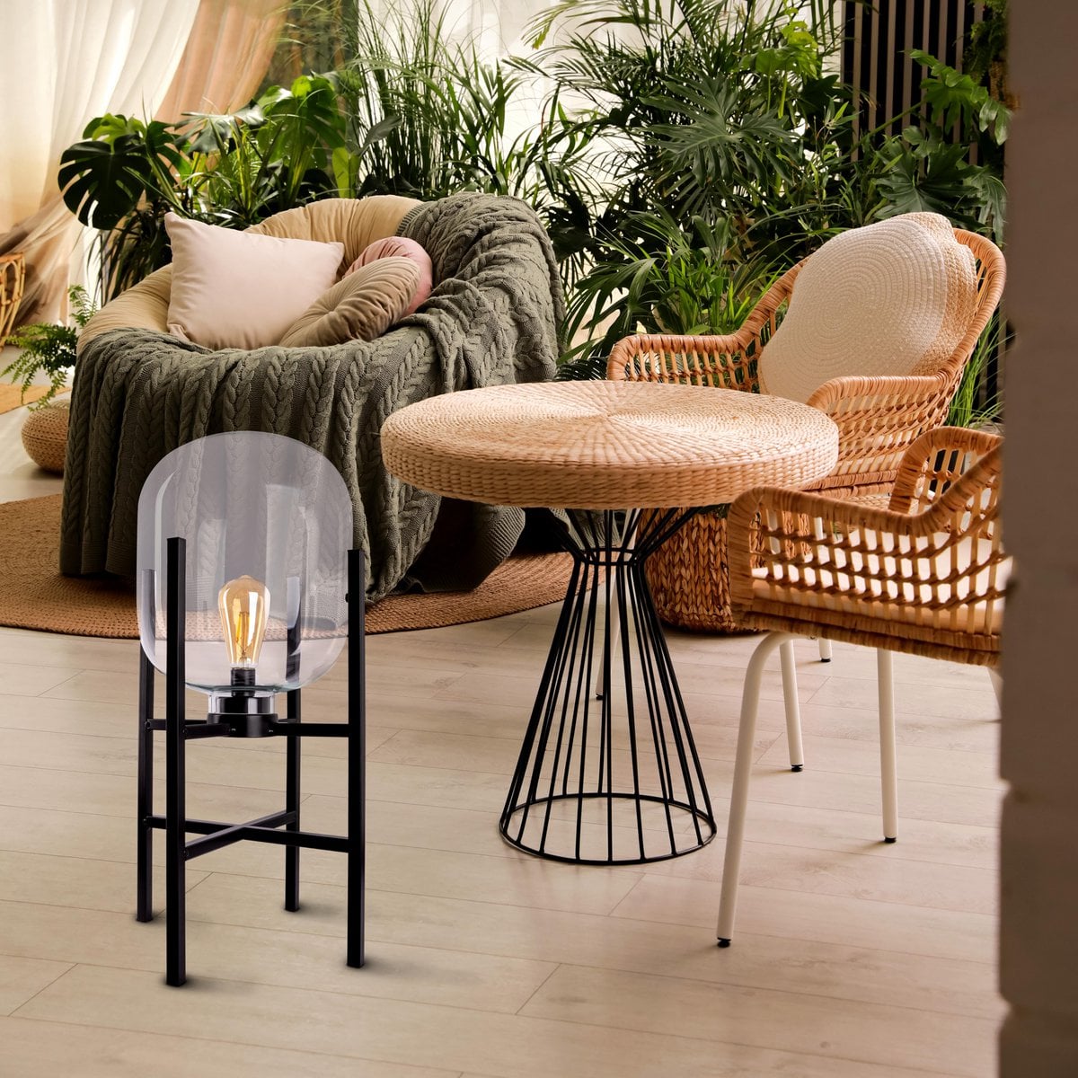 Liv · Glazen tafellamp — 58cm zwart