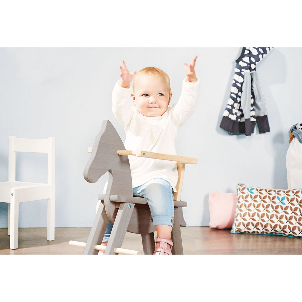 Rockled paard "Pinolino" met ring, grijs/natuurlijk