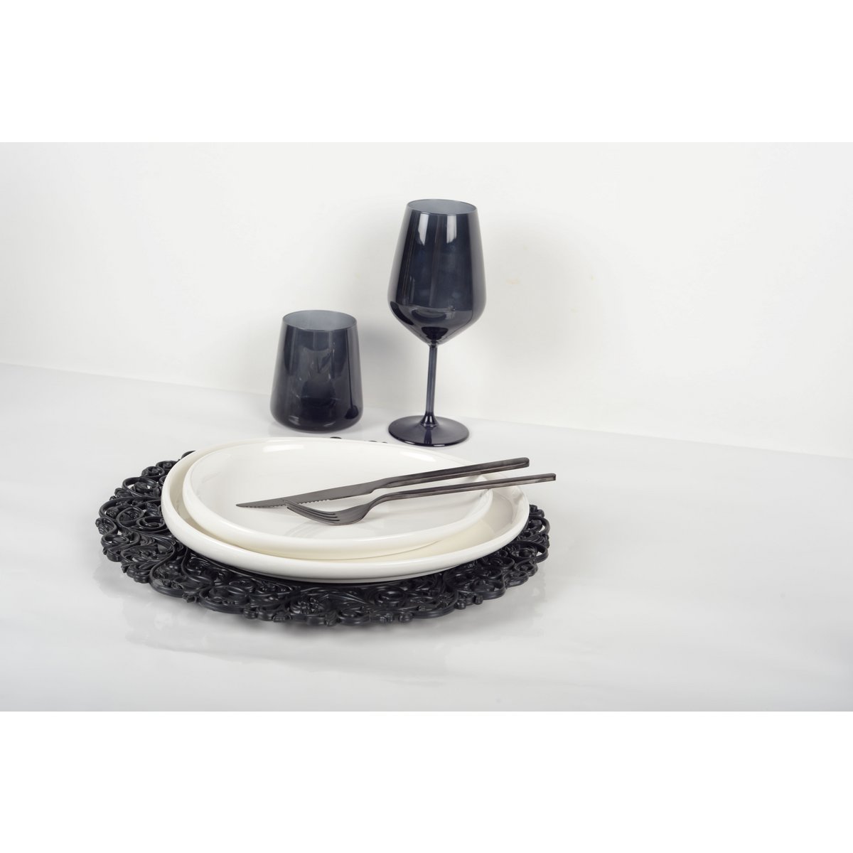 Zwarte waterglazen - veel 6