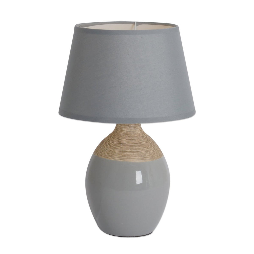 Liv · Houten tafellamp met linnen kap — grijs