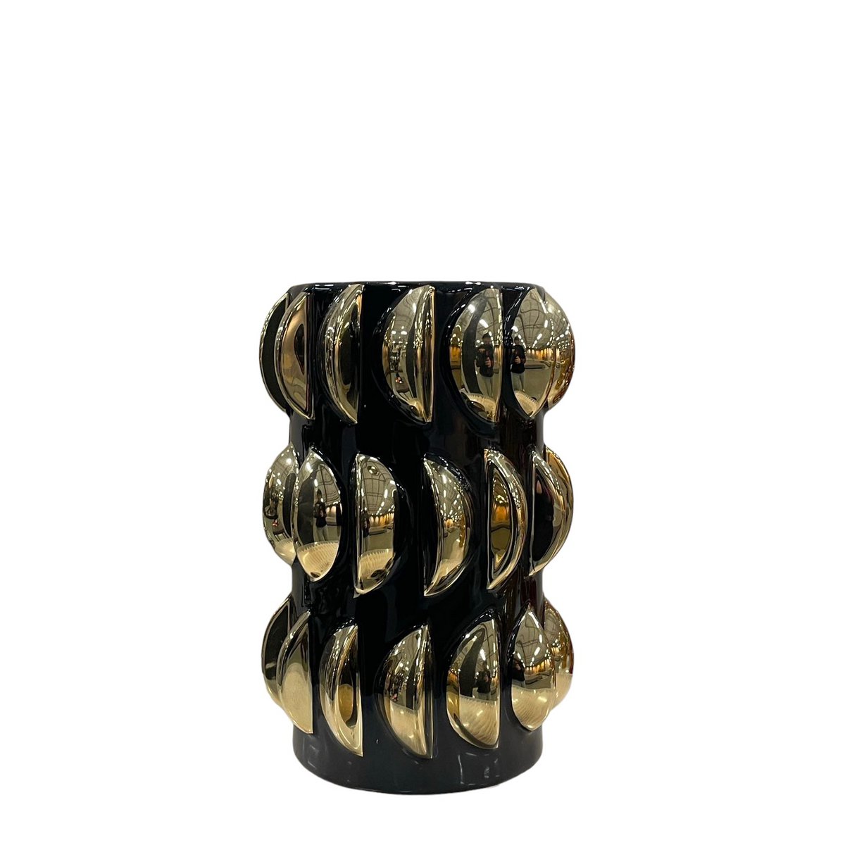 Vaas zwart met goud midden 11654-10