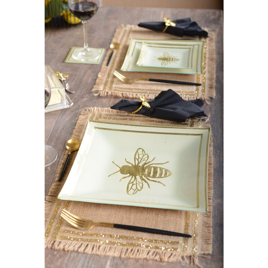 Rechthoekige plaat in goud canvas verguld