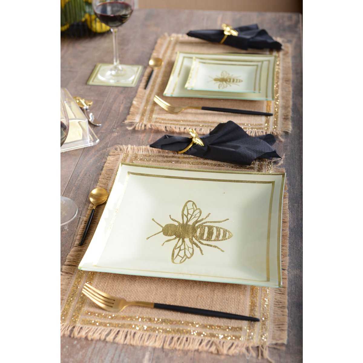 Rechthoekige plaat in goud canvas verguld