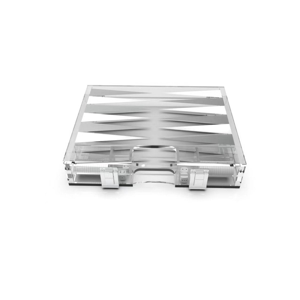 Backgammon Game Mini Case in White and Silver Acryl 25x20X5C