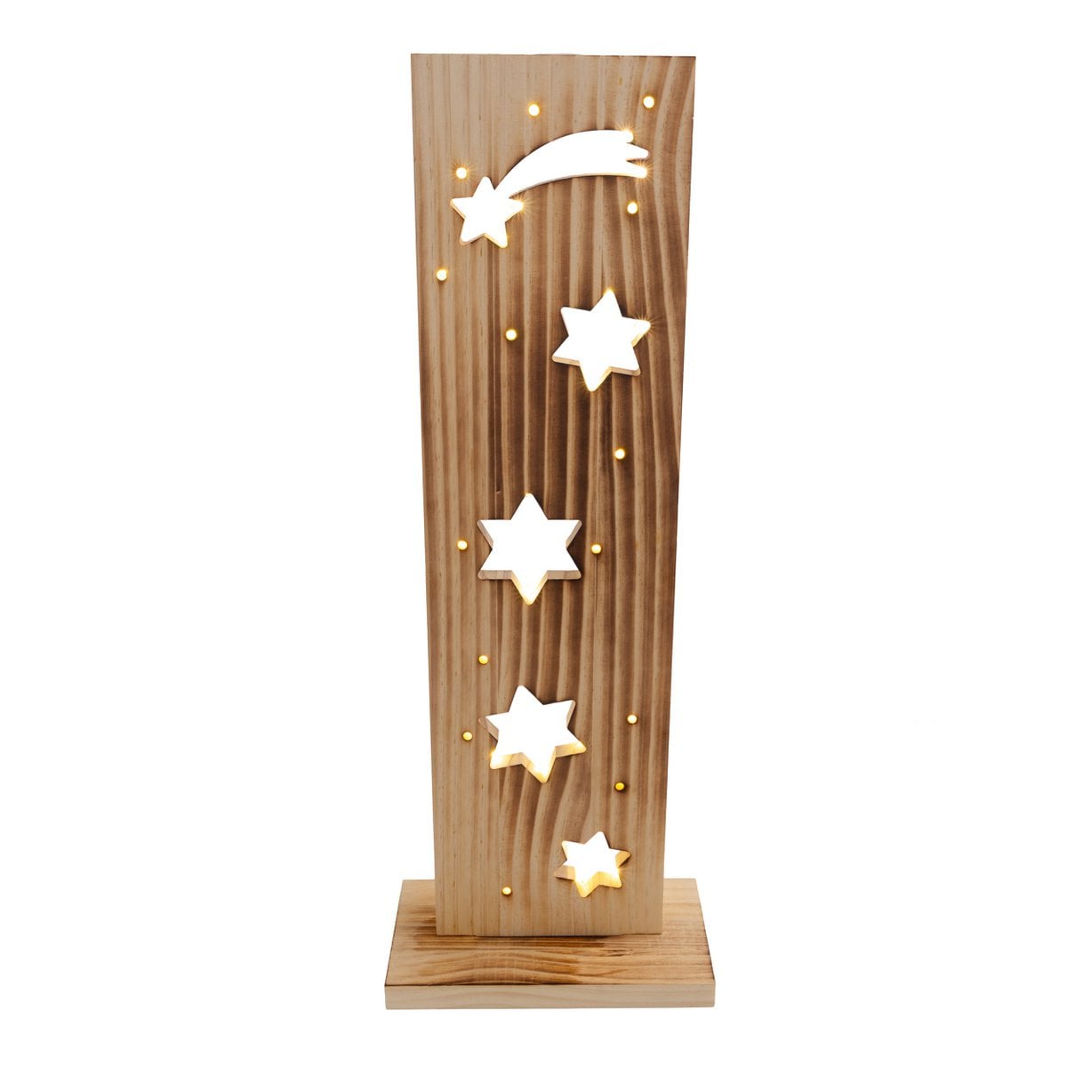 Led Wood Decolum "Stars", gemaakt van natuurlijk hout met vaste LED's, kerstdecoratie voor buiten