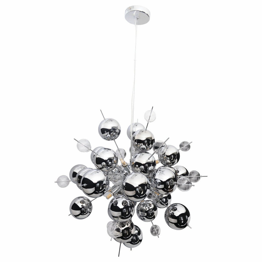 Hanger lamp "explosie" chroom gemaakt van metaal en glas, G9 -versies, hangende lamp voor eetkamer, woonkamer, gang of kantoor, Øca. 65 cm
