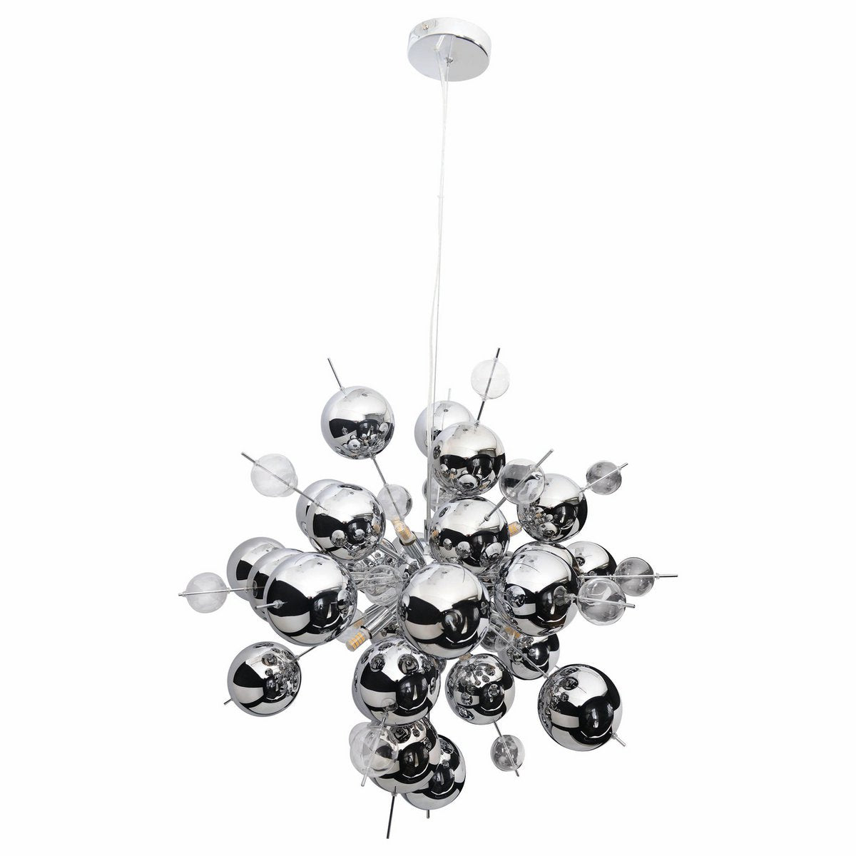 Hanger lamp "explosie" chroom gemaakt van metaal en glas, G9 -versies, hangende lamp voor eetkamer, woonkamer, gang of kantoor, Øca. 65 cm