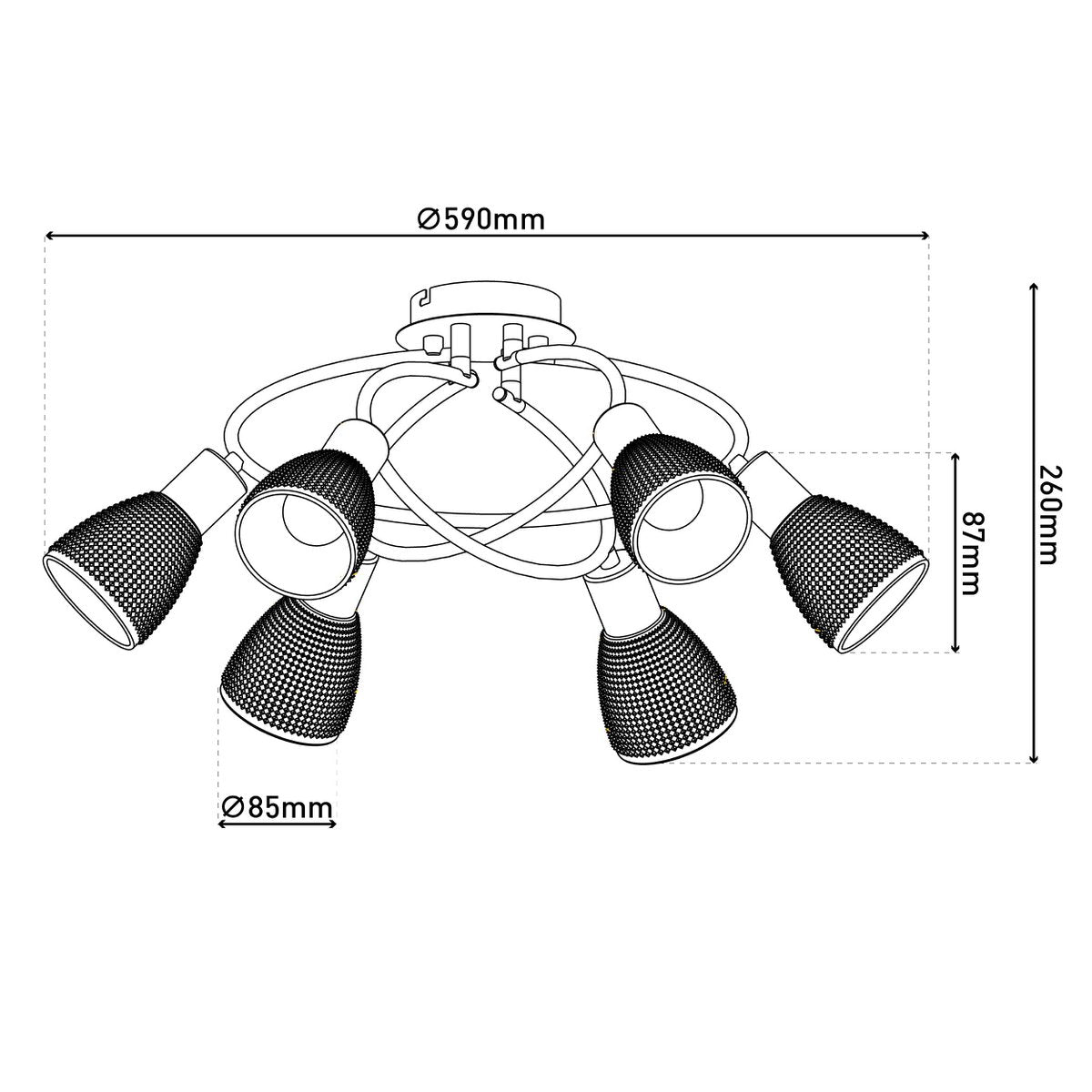 6 -Seater Spot plafondlamp "Lindita" exclusief illuminant