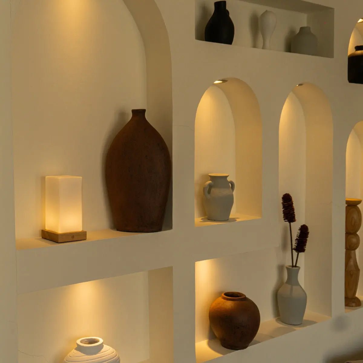 Zayn lichtbruine houten oplaadbare lamp L Dimmable & draadloze en goede batterij