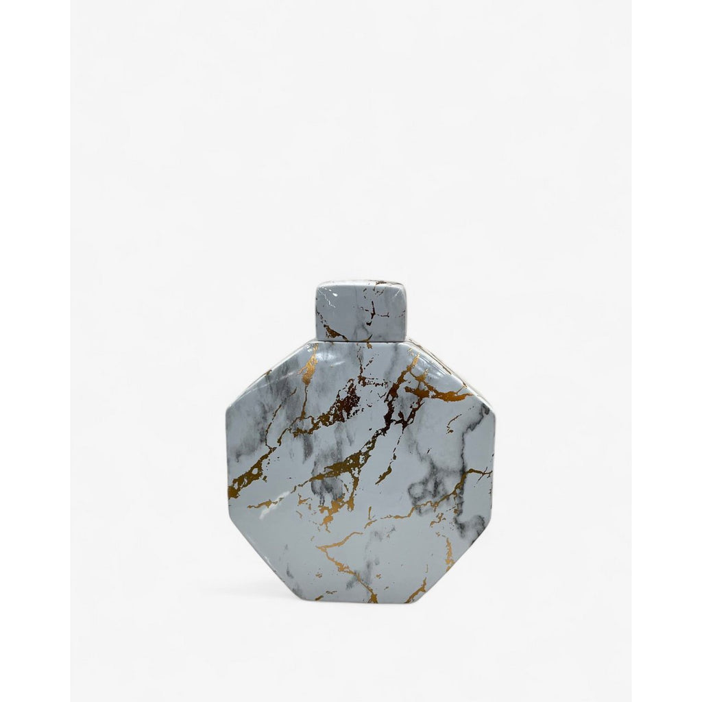 Gouden lak marmeren patroon zeshoek decoratieve pot (klein formaat)