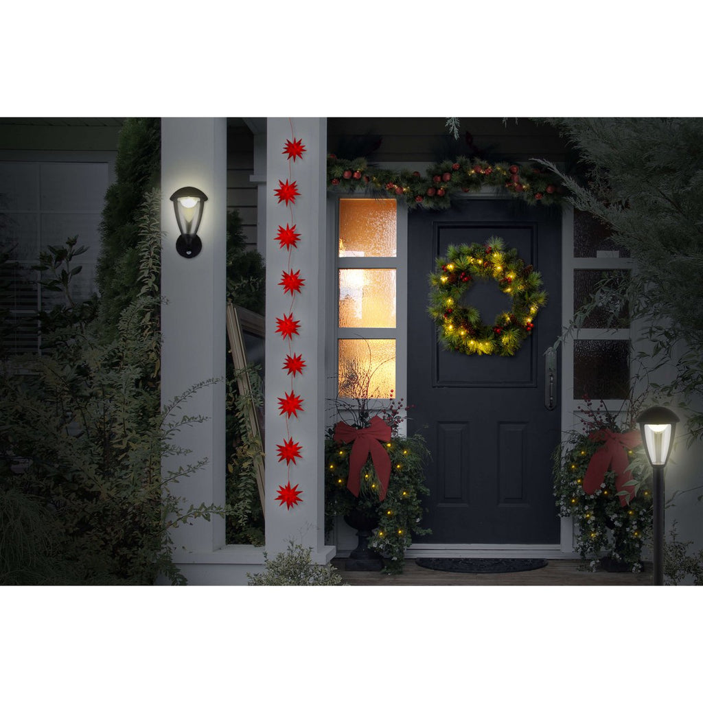 LED Kerst Tendril "Noel" Outdoor Decoratie gemaakt van metaal en plastic in groen en goud, met stevig ingebouwde LED's