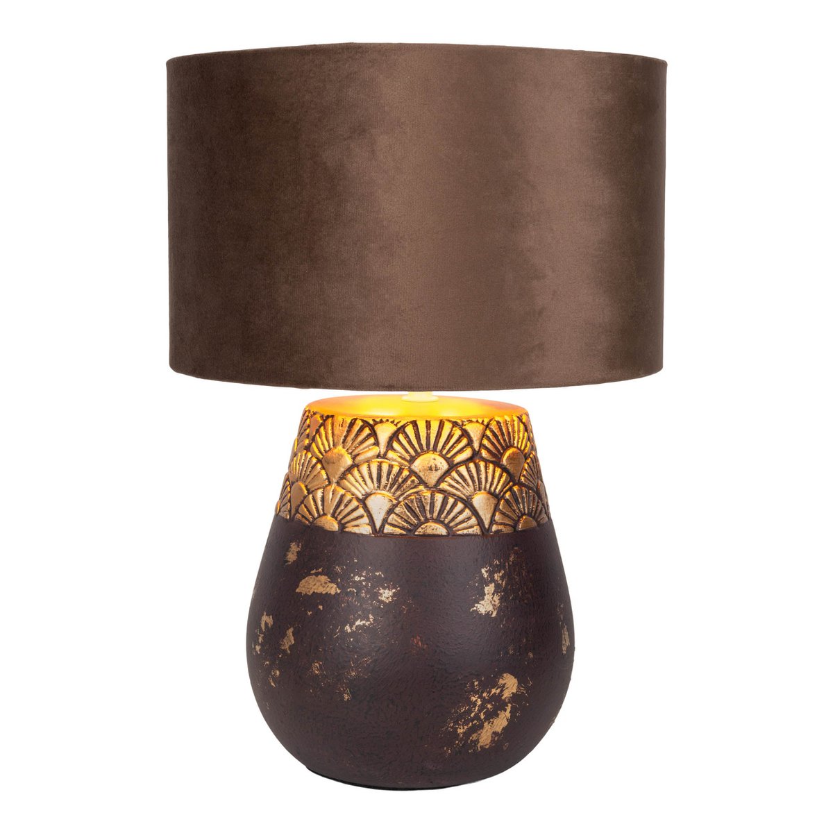 Liv · Oplaadbare houten tafellamp met leren band — grijs