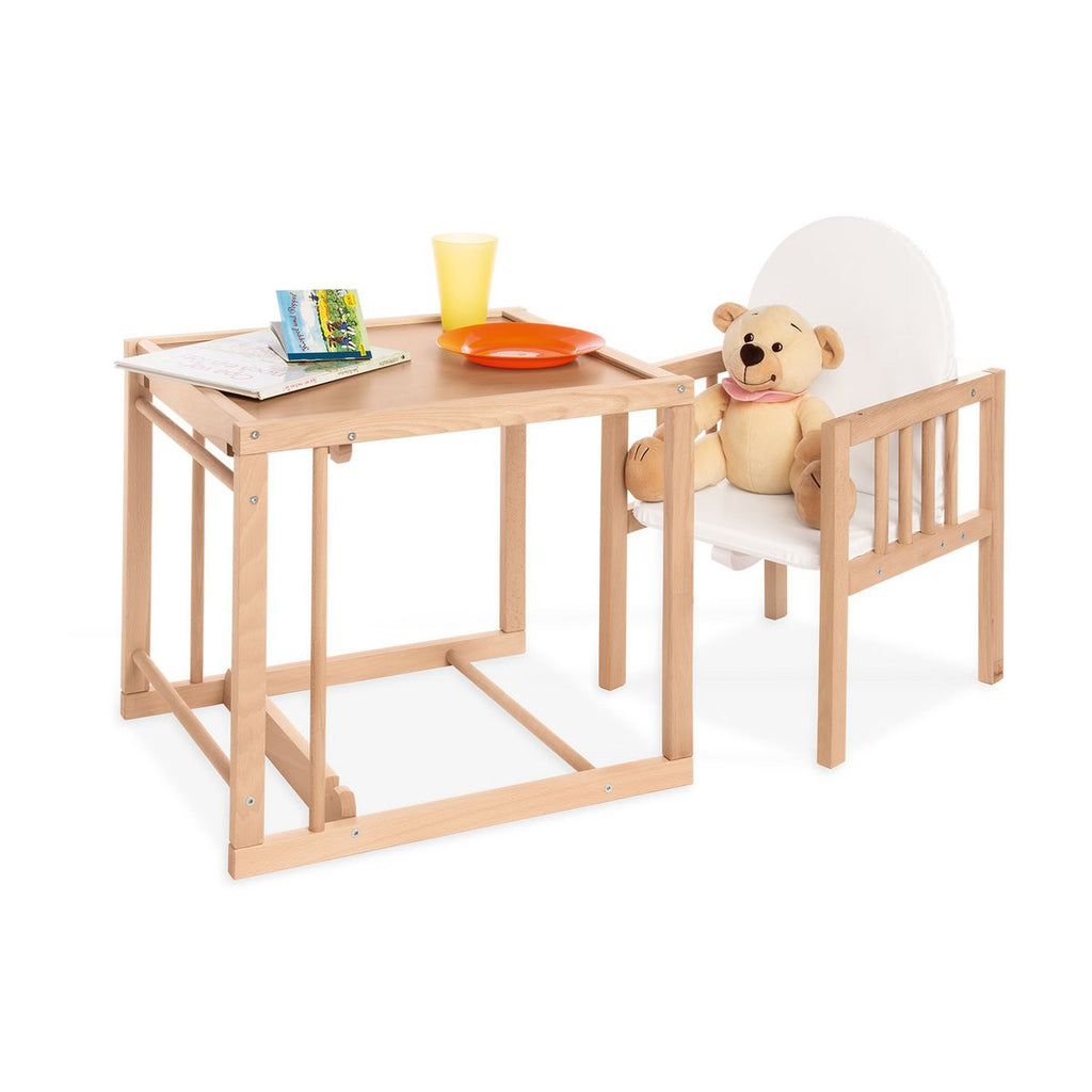 Combinatie van high stoel "Lene", helder gelakt