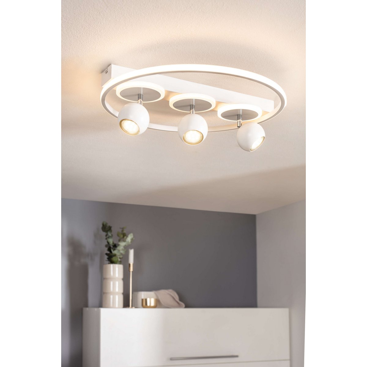 3 Spot LED -plafondlamp "Ronda" Ø 50 cm, gemaakt van metaal en plastic, wit, GU10, vlekken binnen