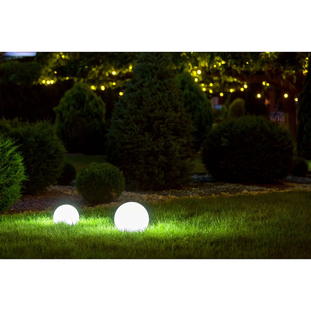 Buiten de Spitical Spit "Ball" D: 40 cm, voor buiten, plastic aarde spies, wit, E27, - Wegelettes