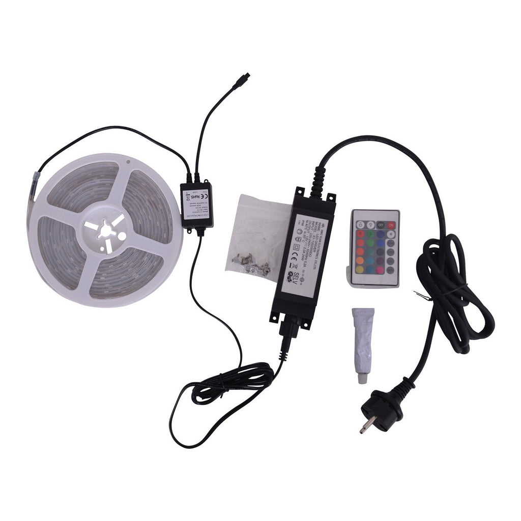 De LED "Stripe" buiten 1000 cm, 36 watt, warm wit, met kleurwisselaar, dimbaar, inclusief afstandsbediening en accessoires