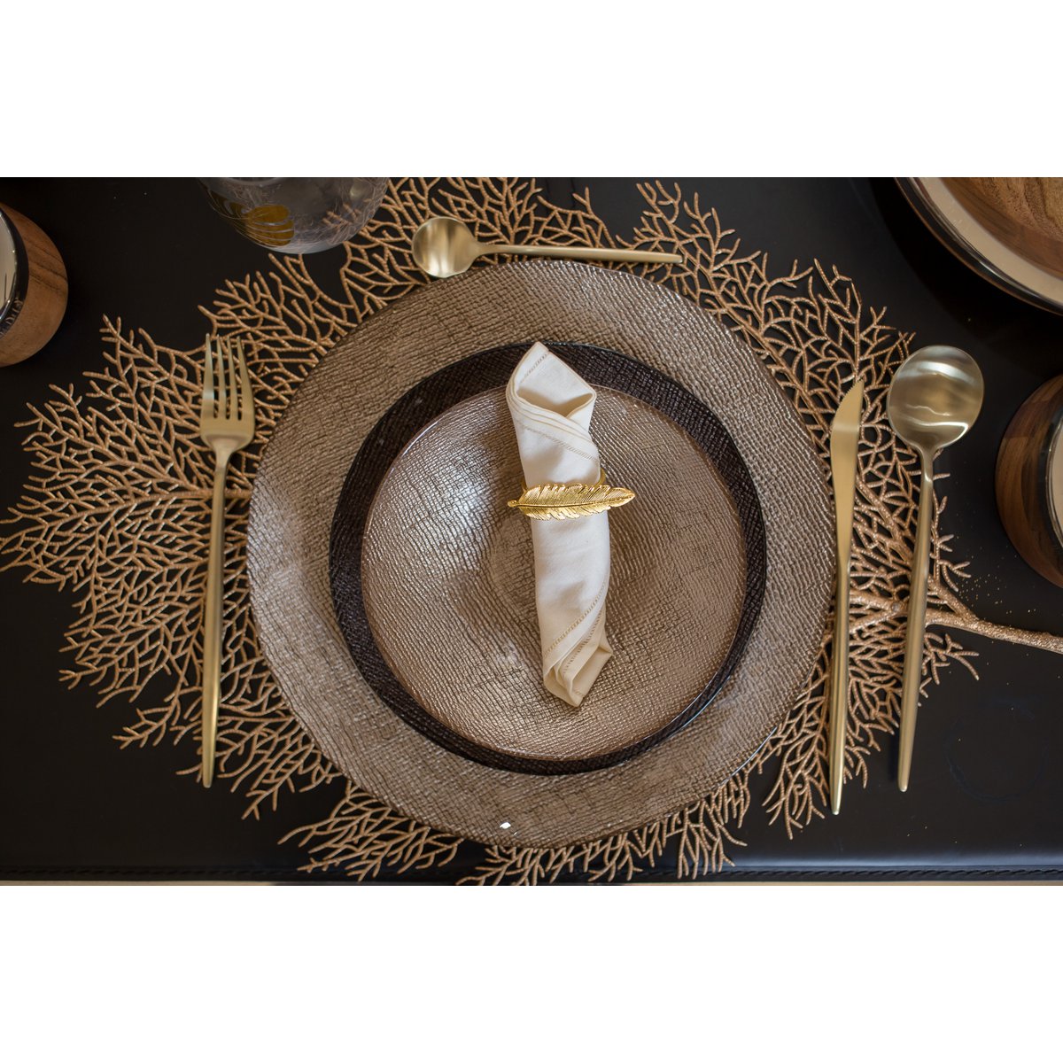 Huishouden 24 stuks champagne mat afgeronde contouren