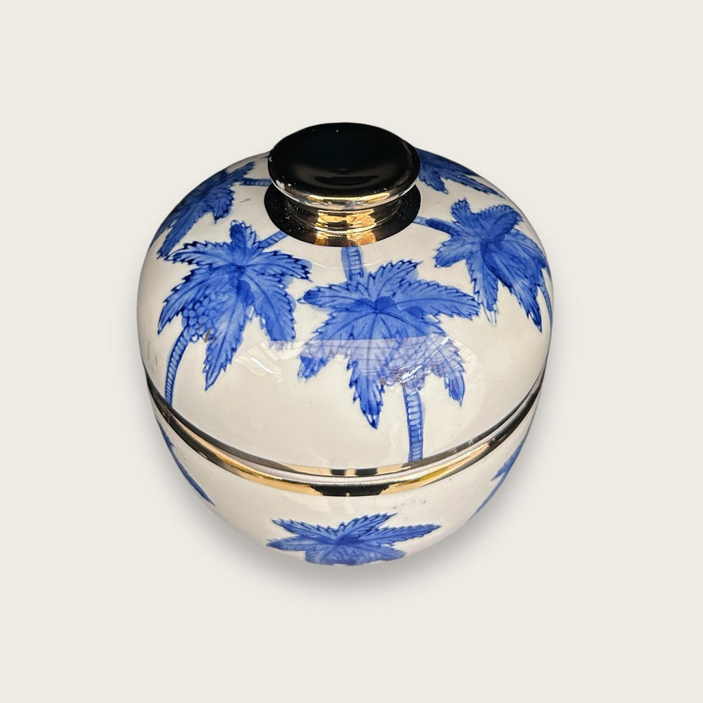 Porseleinen vaas met Delfts blauw en kokospalm (For Kitchen Home)