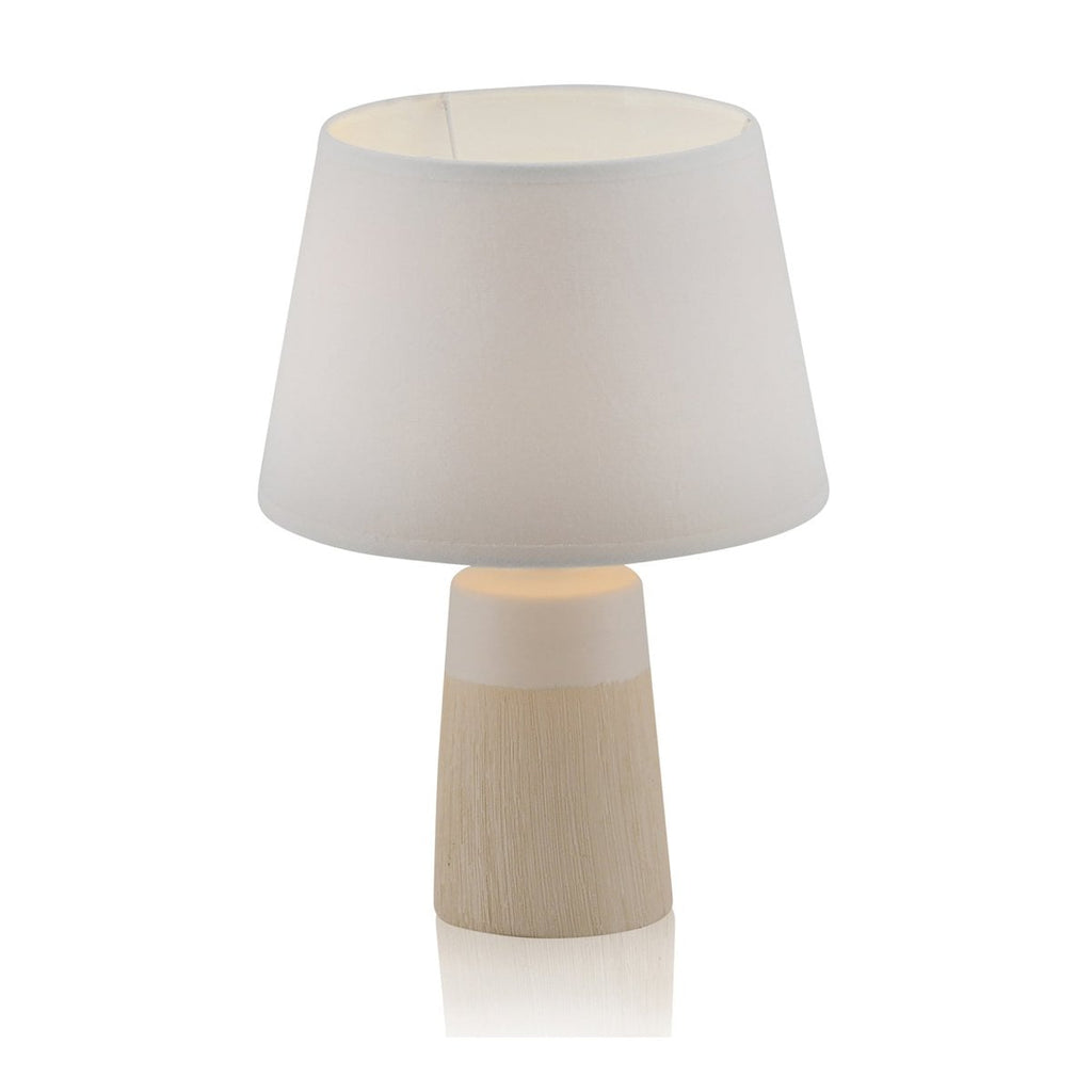 Liv · Houten tafellamp met linnen kap — naturel