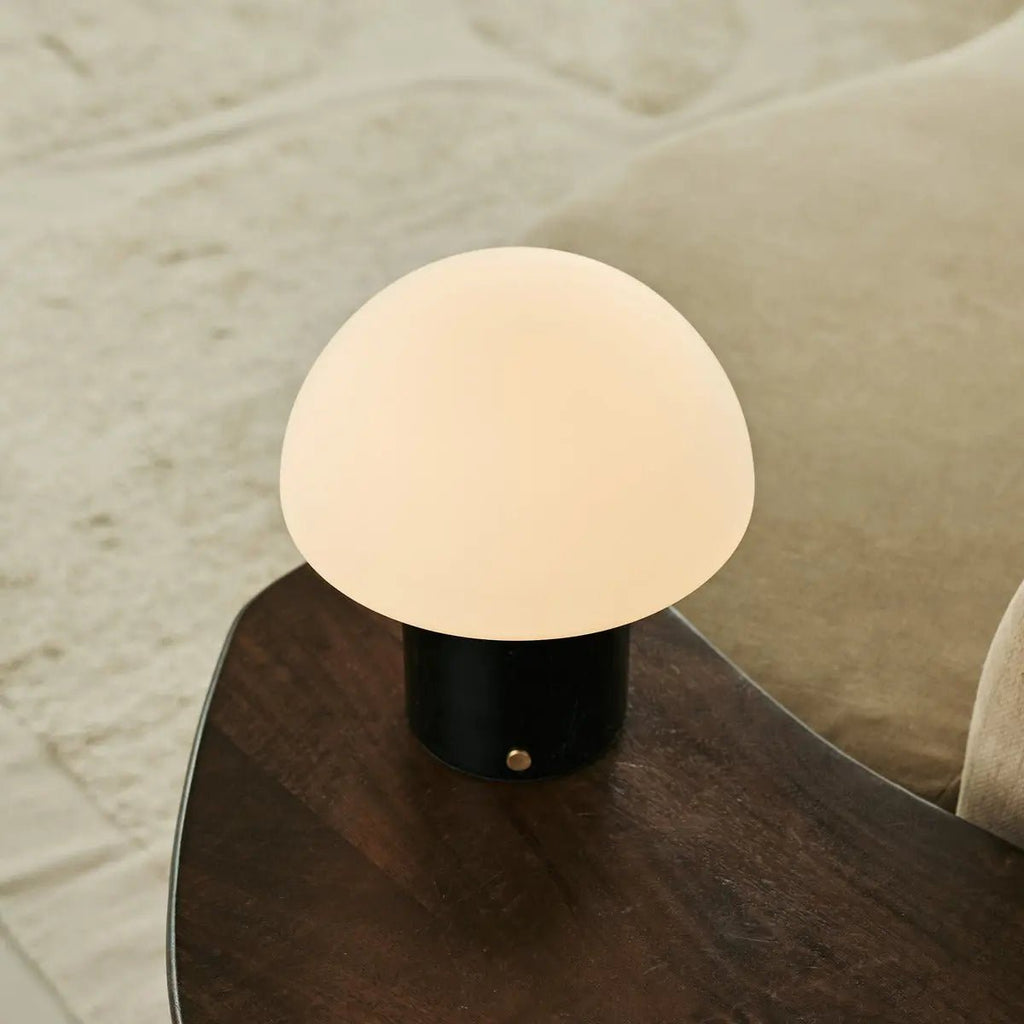 Maris Black / Nero Marquina - Klassiek oplaadbare marmeren tafellamp met 3 lichte kleuren en dimfunctie