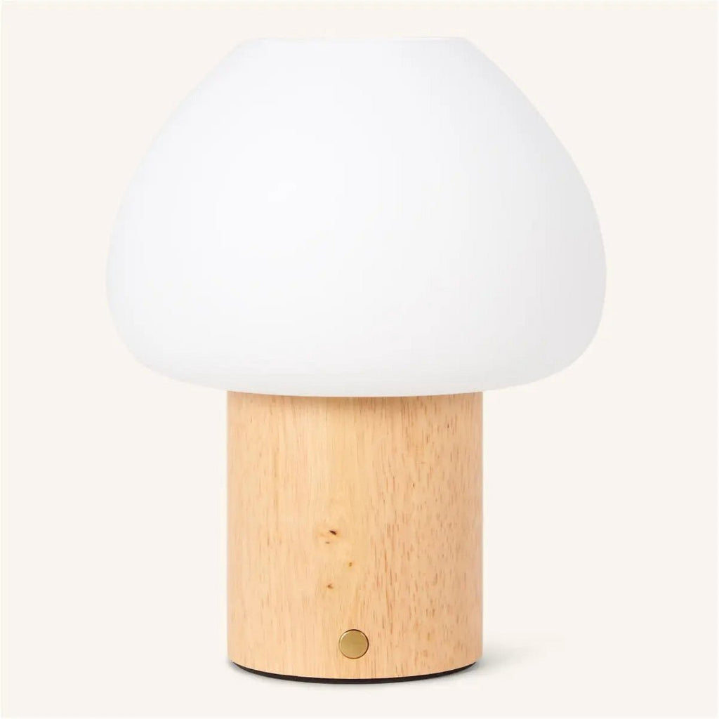 Fynn Lichtbruine houten lamp – Oplaadbaar, dimbaar en stijlvol