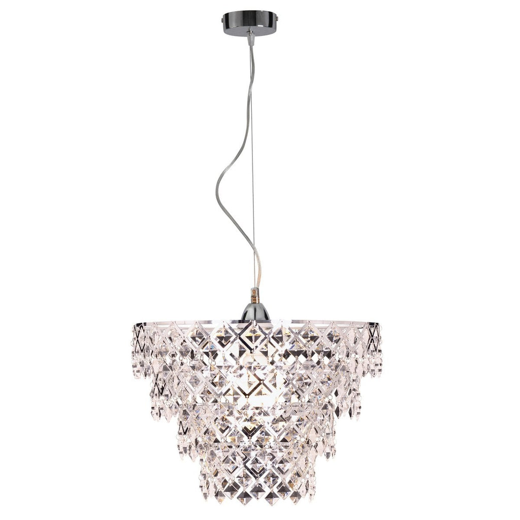 Acryl hanger lamp "fancy", moderne kroonluchter gemaakt van metaal en plastic in chroom, met E27 -versie en een Øvon 38 cm