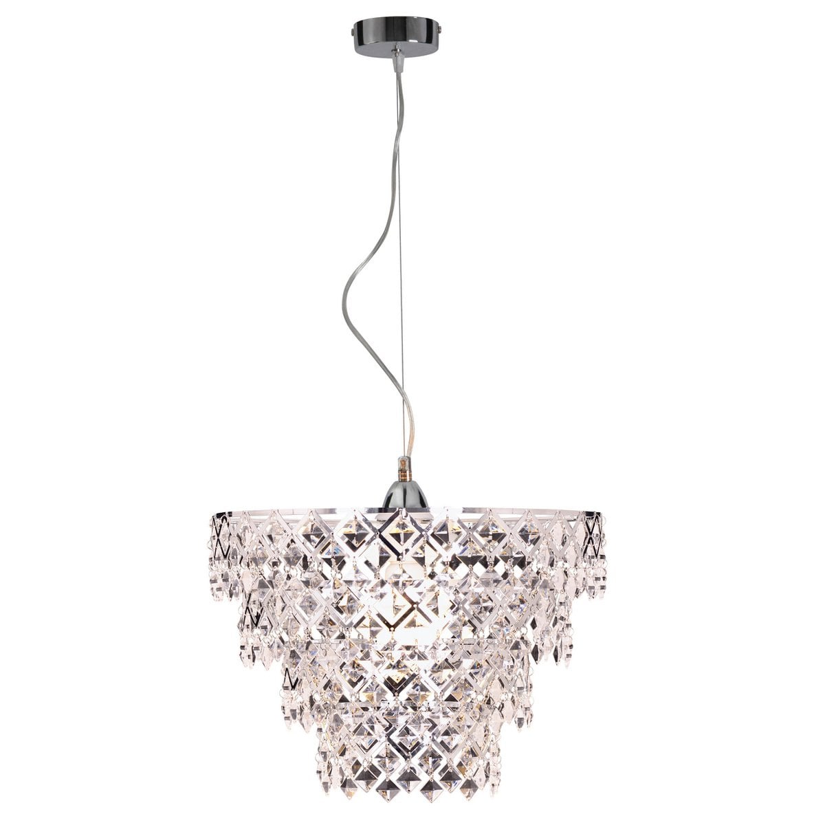 Acryl hanger lamp "fancy", moderne kroonluchter gemaakt van metaal en plastic in chroom, met E27 -versie en een Øvon 38 cm