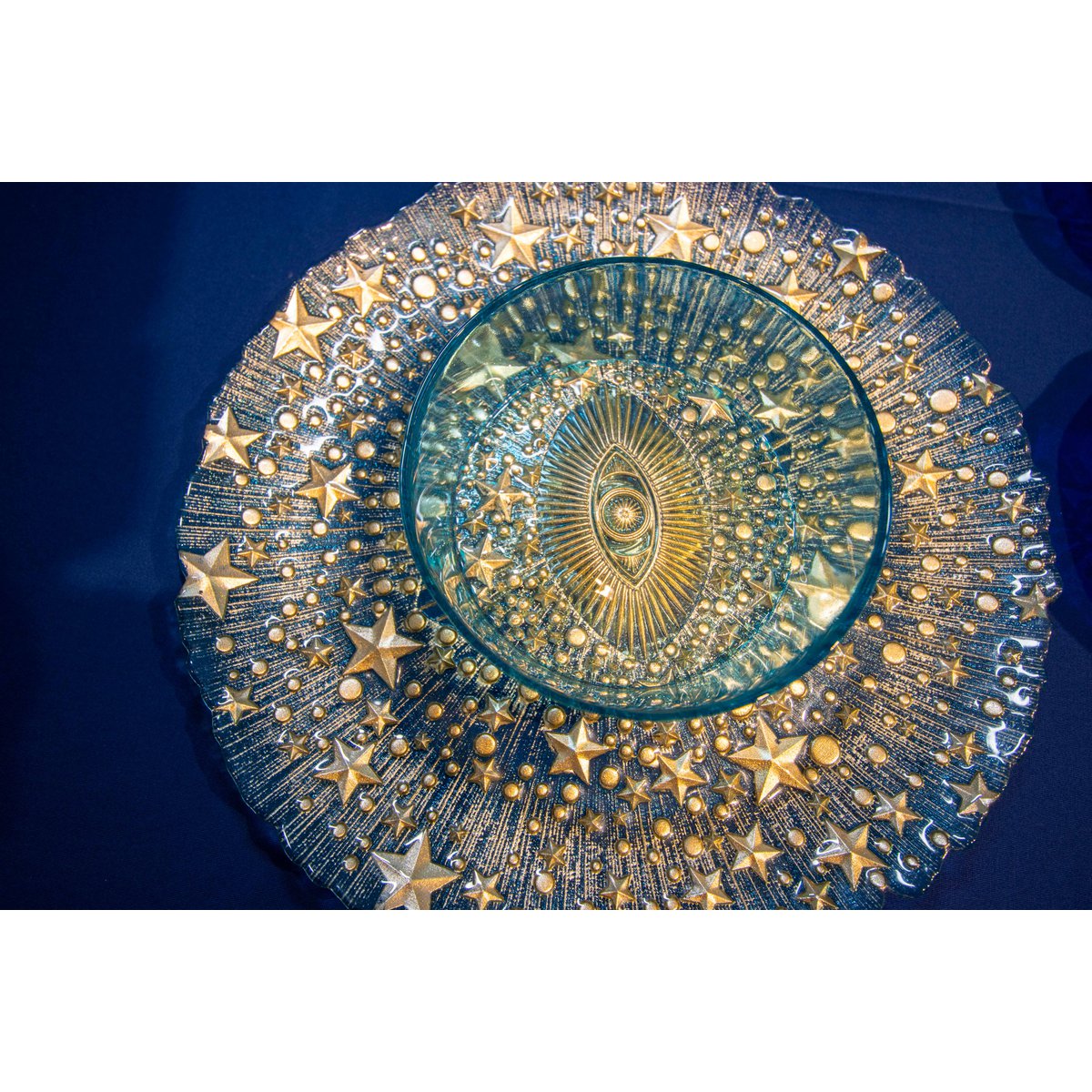 Turquoise blauwe oog kom 15x15x6cm