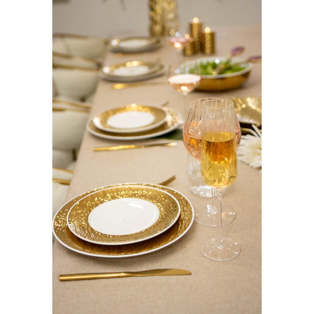 Wit en gouden platte plaat 27 cm